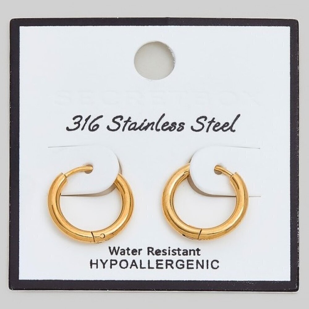 1 Left!! Stainless Steel Mini Gold Hoops